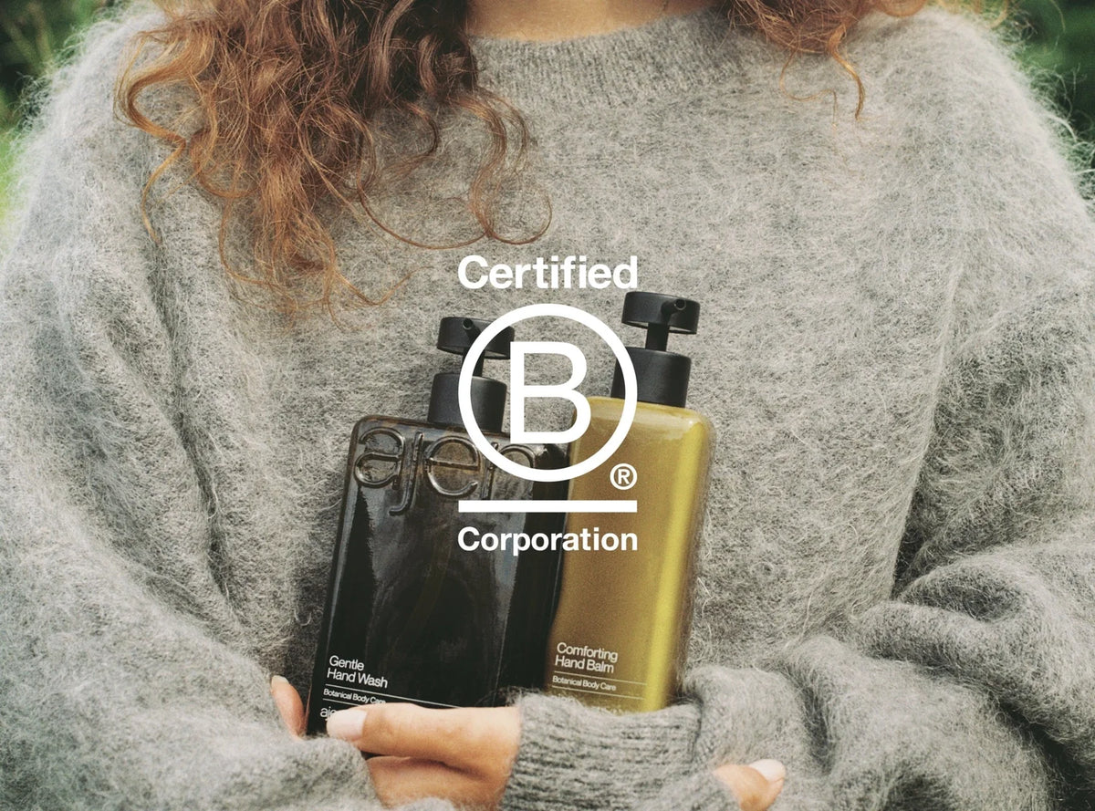 Ajen hand wash en hand balm, B Corp gecertificeerd